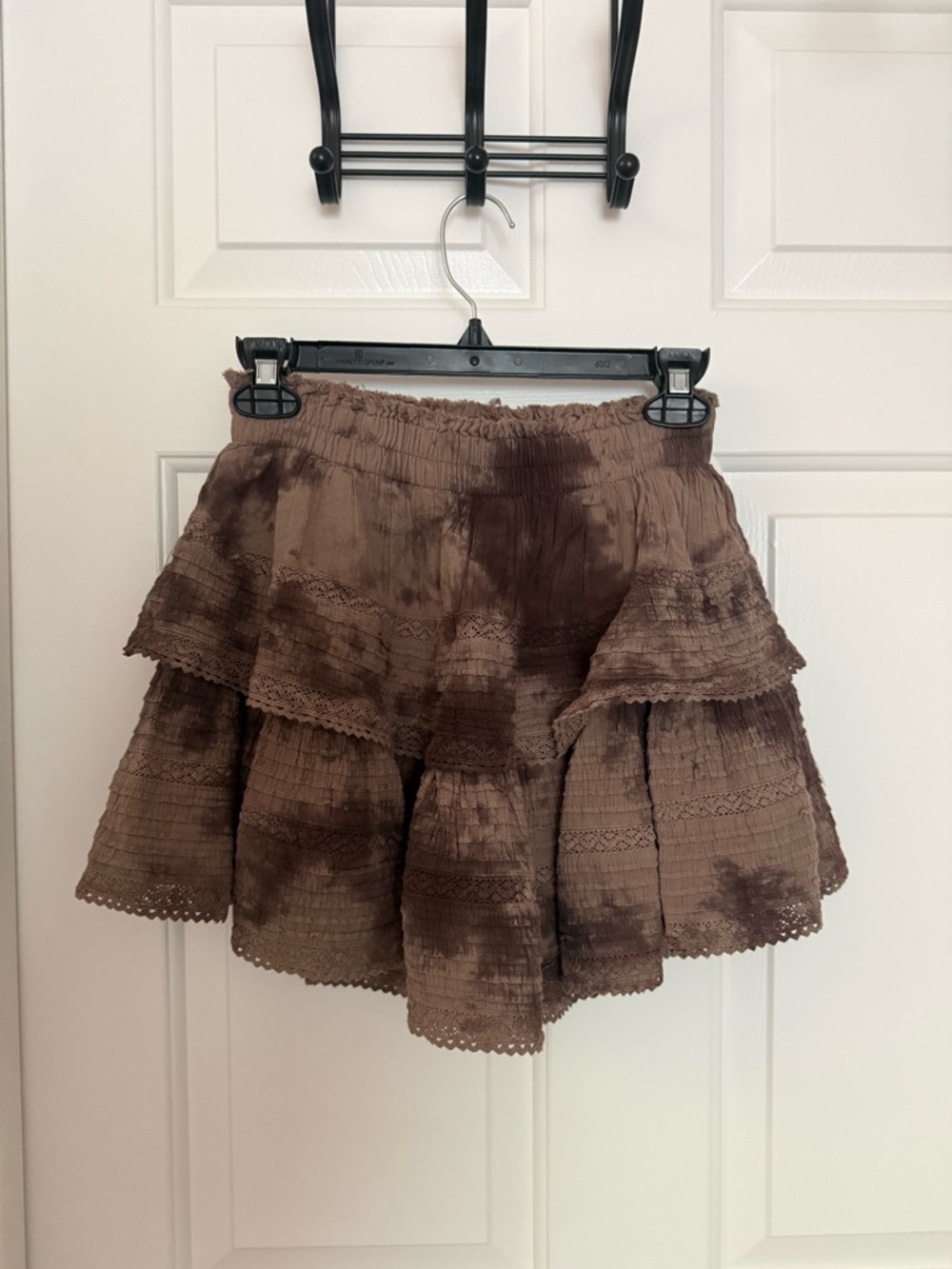 aerie Brown Tie-Dye Tiered Skater Mini Skirt